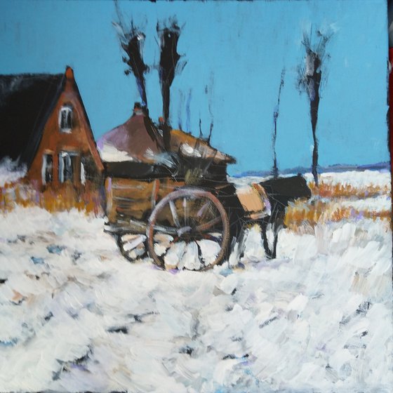 winter landscape with wagon