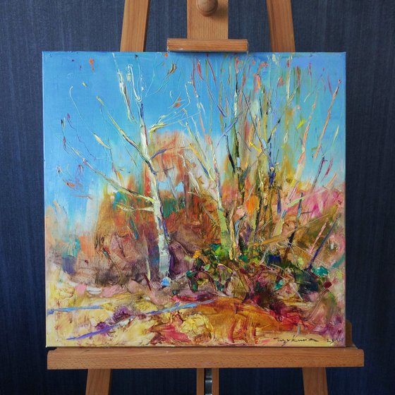 Spring sunny landscape | Original oil painting