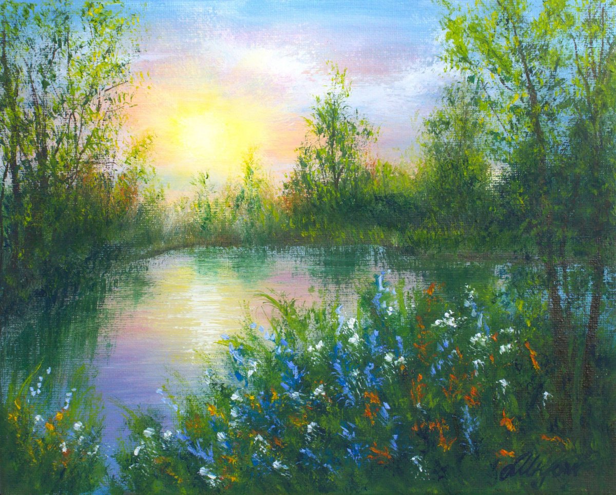 Sunset over a lake by Ludmilla Ukrow