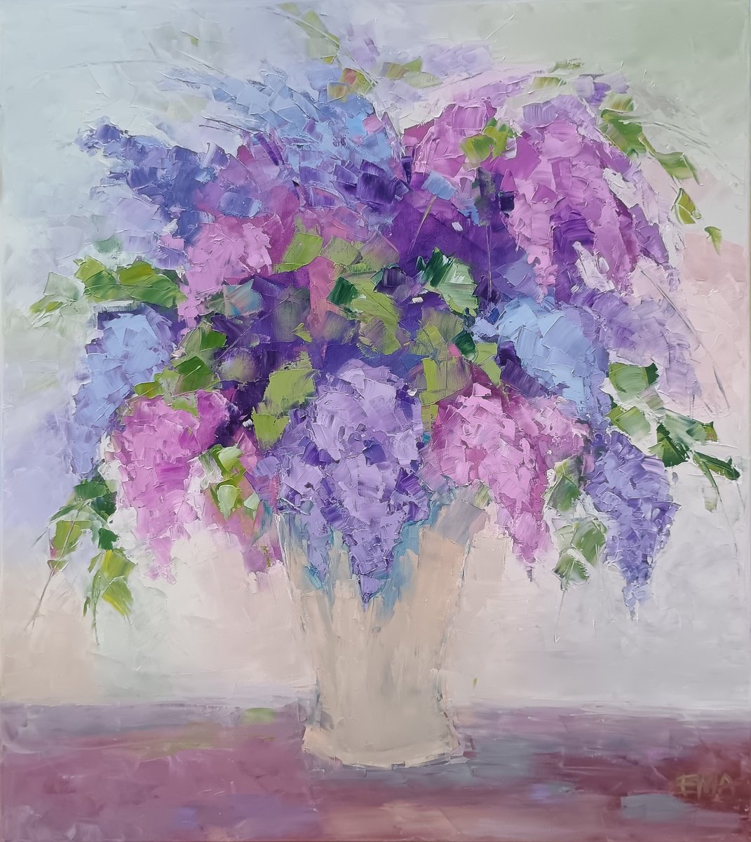 Expressive Botanical Oil Painting By Emilia Milcheva, 31 X 35, Scent Of A Spring Night, Original Artwork