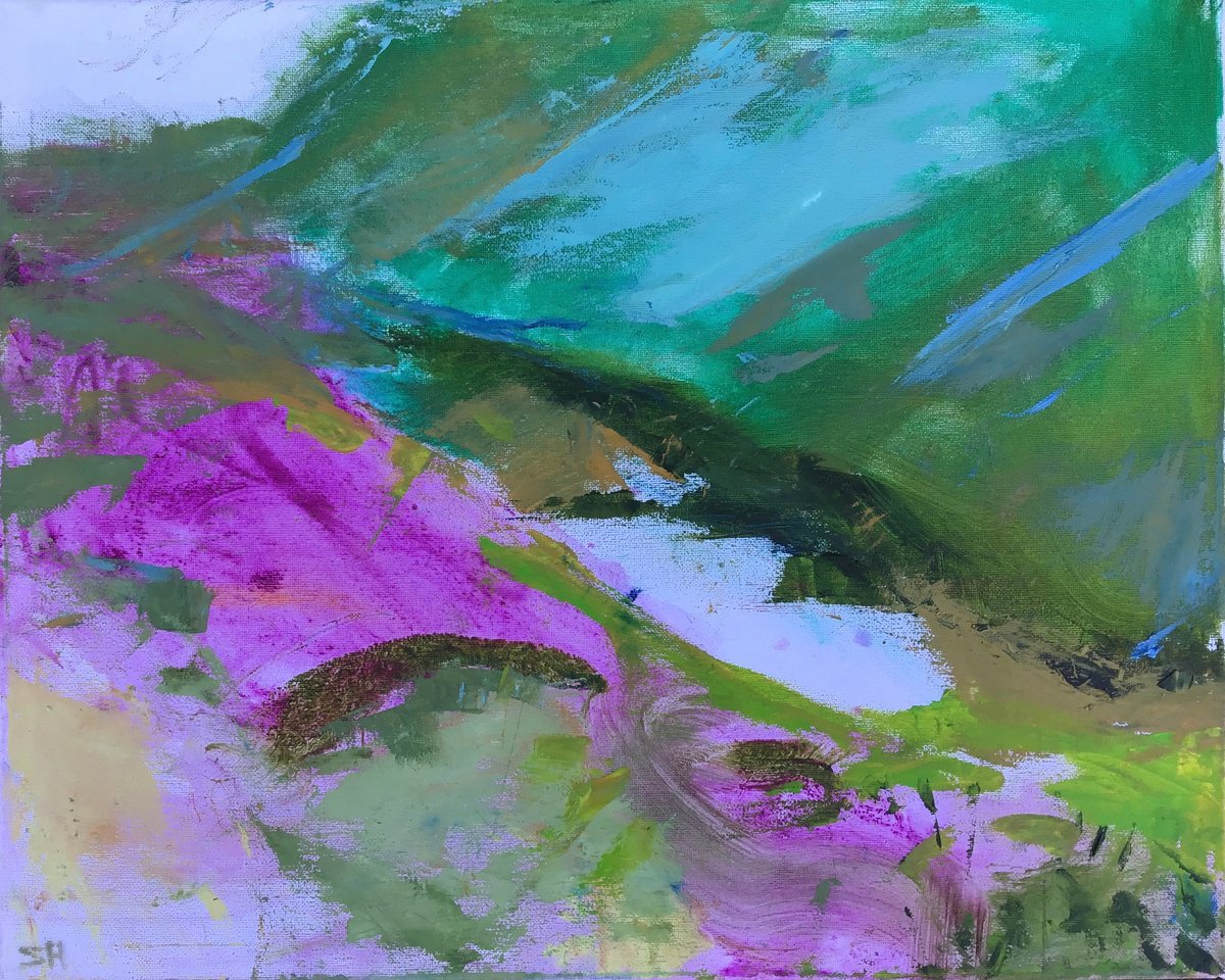 Organic Landscape Oil Painting By Sandra Haney, 20 X 16", Reservoir Walk, Original Artwork