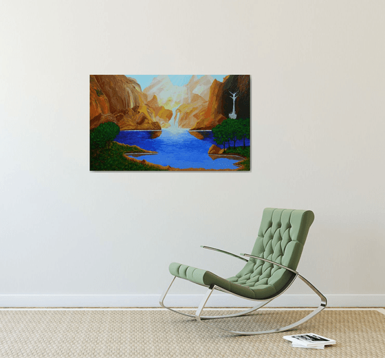Speaking Water - river waterfalls landscape painting