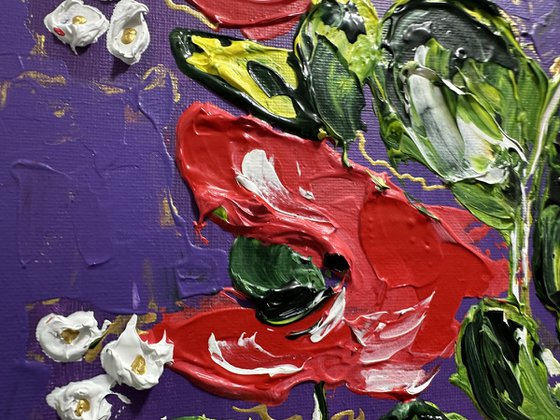 Acrylic Red poppies