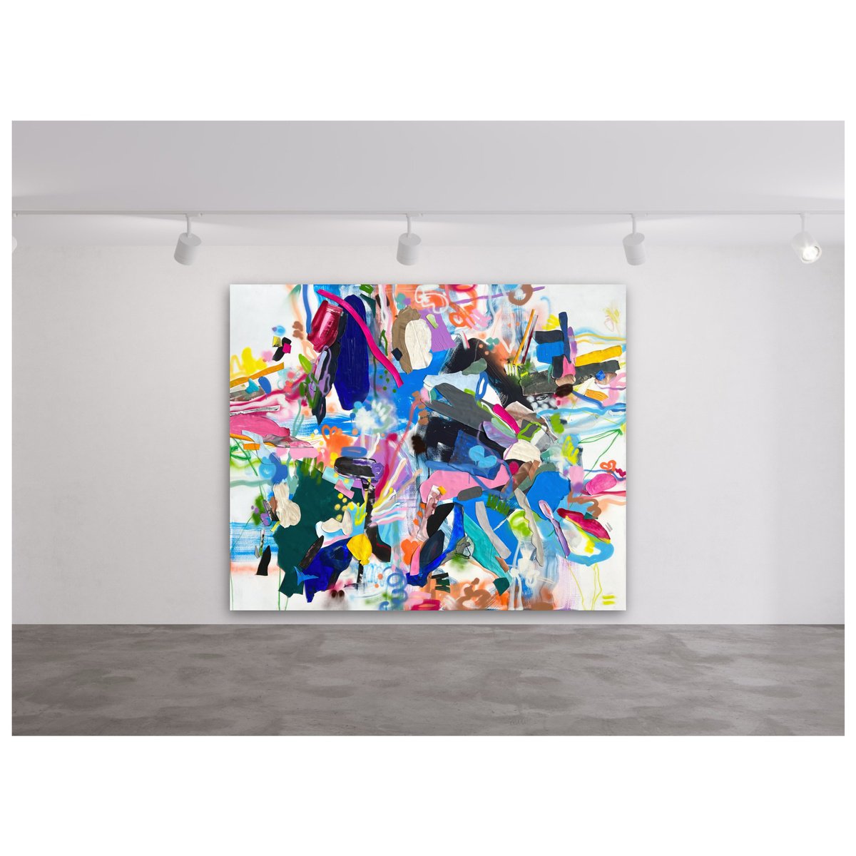 Abstract Acrylic Painting By Maria Esmar, 91 X 75", Libre Comme L