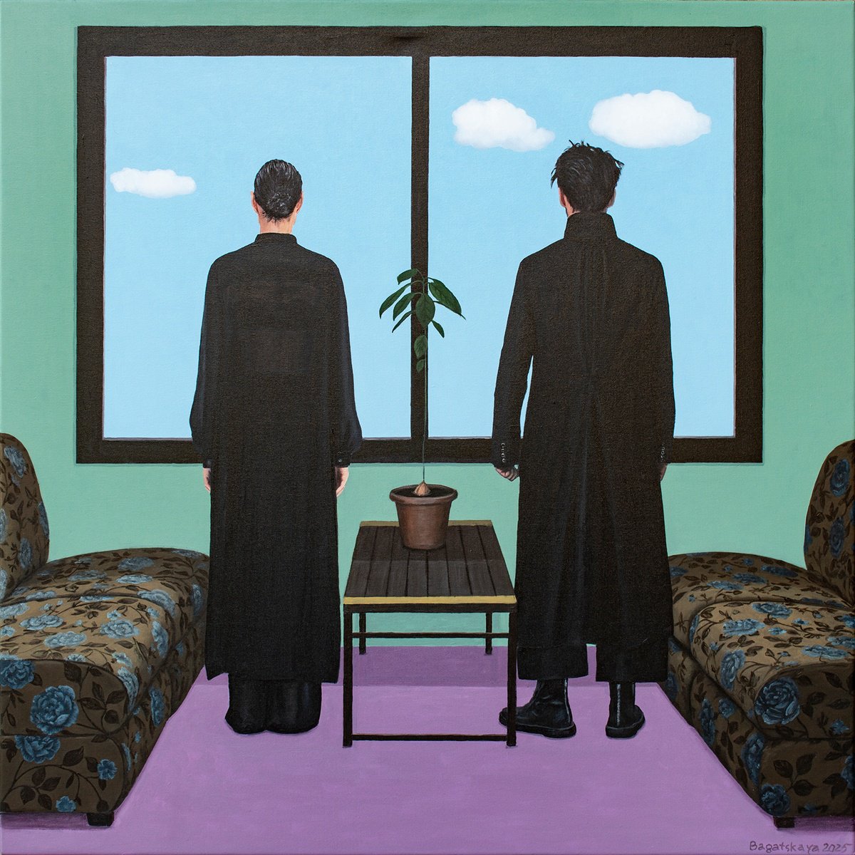 Photorealistic Portrait Acrylic Painting By Nataliya Bagatskaya, 31 X 31", Emotions? No, That