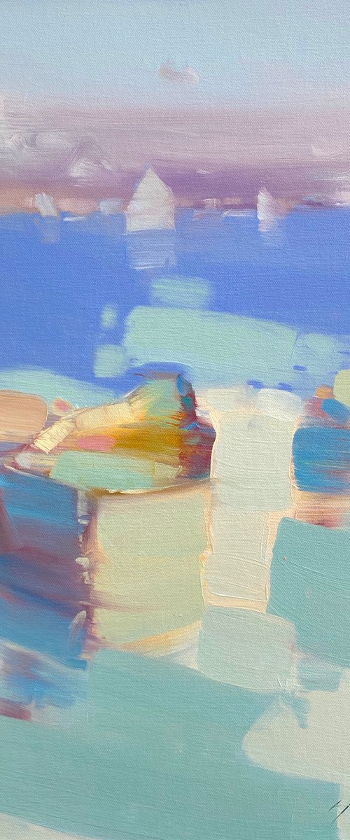 Fishing Boat, Original oil painting, Handmade artwork, One of a kind by Vahe Yeremyan