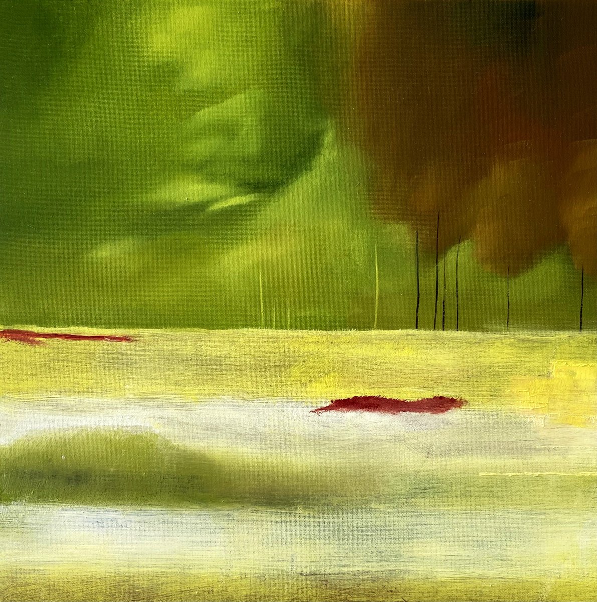 Green Landscape By YS?rei, 12 X 12, Artwork For Sale On Artfinder