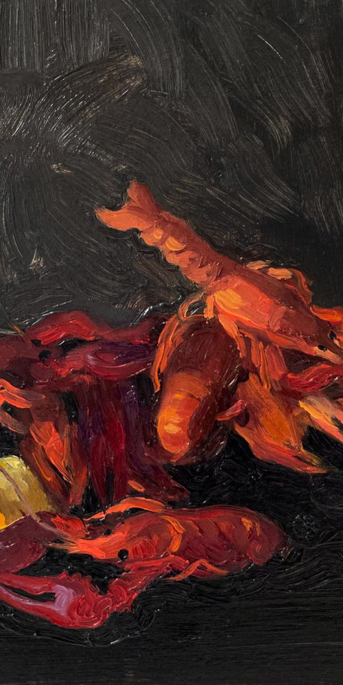 Still life with crayfish by Elina Arbidane