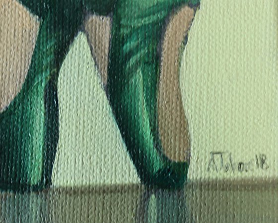 Green Ballet Shoes, Ballerina Dancer Miniature