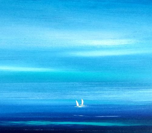 Seascape - Friendship in Panoramic Blue by Mel Graham