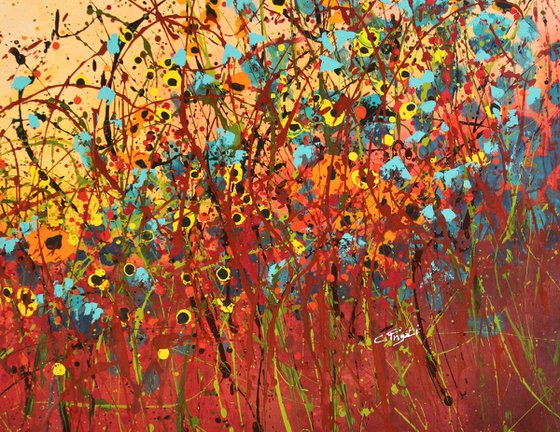 Dream Land #2 - Super sized original abstract floral landscape