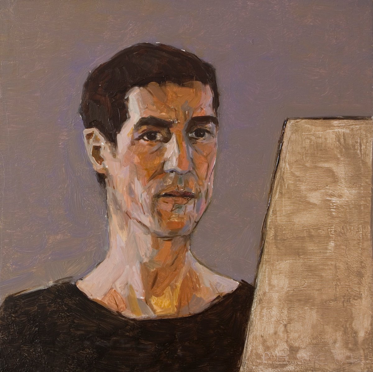 self portrait on blue violet by Olivier Payeur