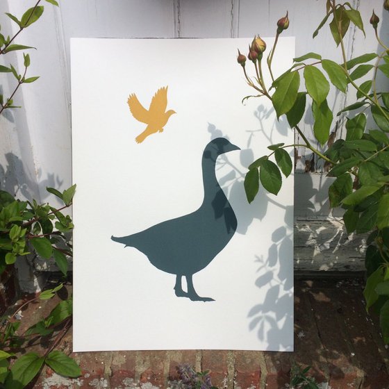 GOOSE AND DOVE-unframed-FREE UK DELIVERY