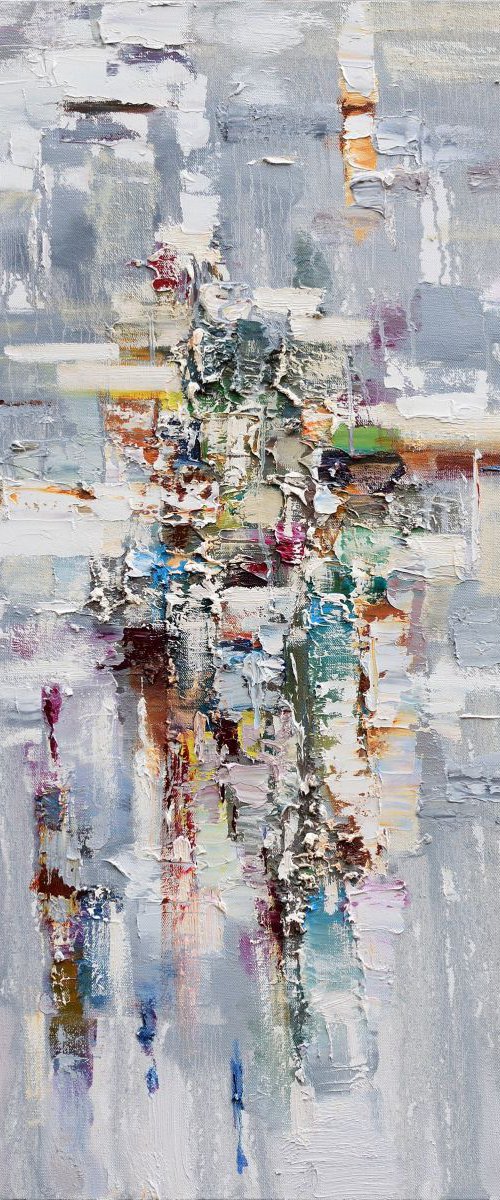 Original Gray Abstract painting by Anastasiia Valiulina
