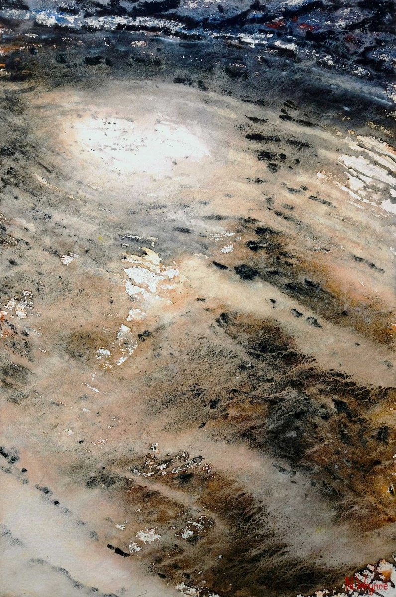 Abstract Landscape Watercolour By Neil Wrynne, 15 X 22", Calm And Still, Original Artwork