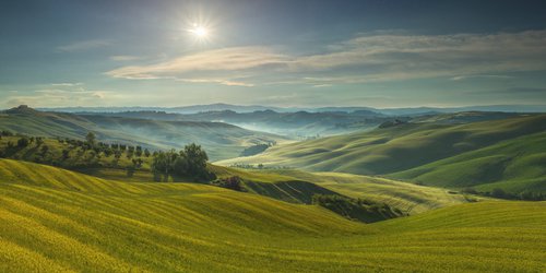 Harmony of Light - Sunrise in Tuscany - Landscape Art Photo by Peter Zelei