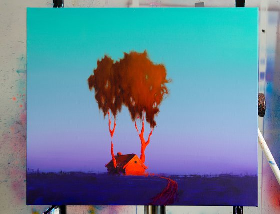 Glowing Trees on Sunset