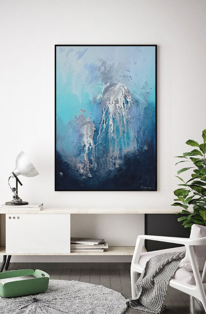 Modern nature abstract painting Sea : Out of the depth by Larissa Uvarova