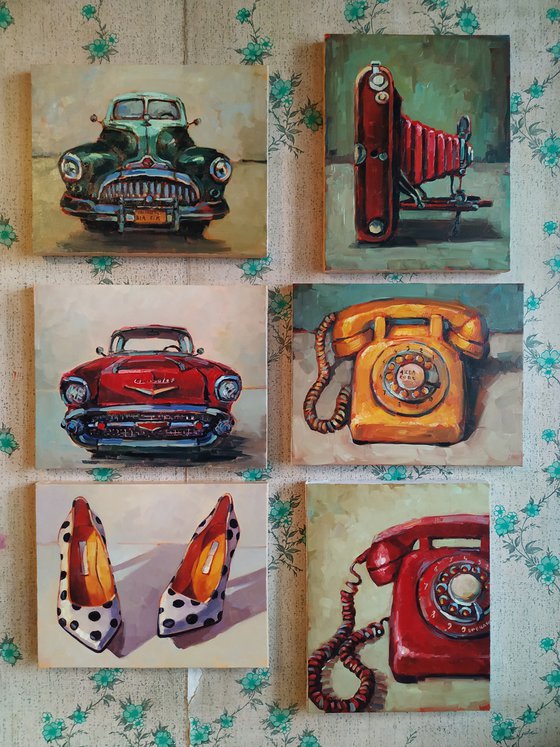 Retro pictures series -5  Old camera(24x30cm, oil painting, ready to hang)