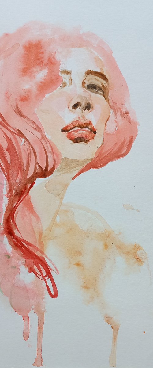 Watercolor woman portrait. 2021 by Tatiana Myreeva