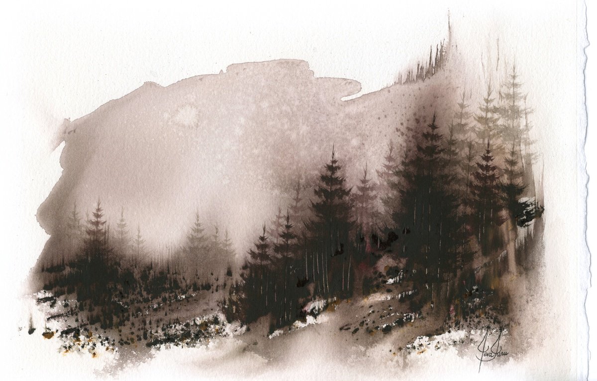 Places XXVI - Watercolor Pine Forest by ieva Janu