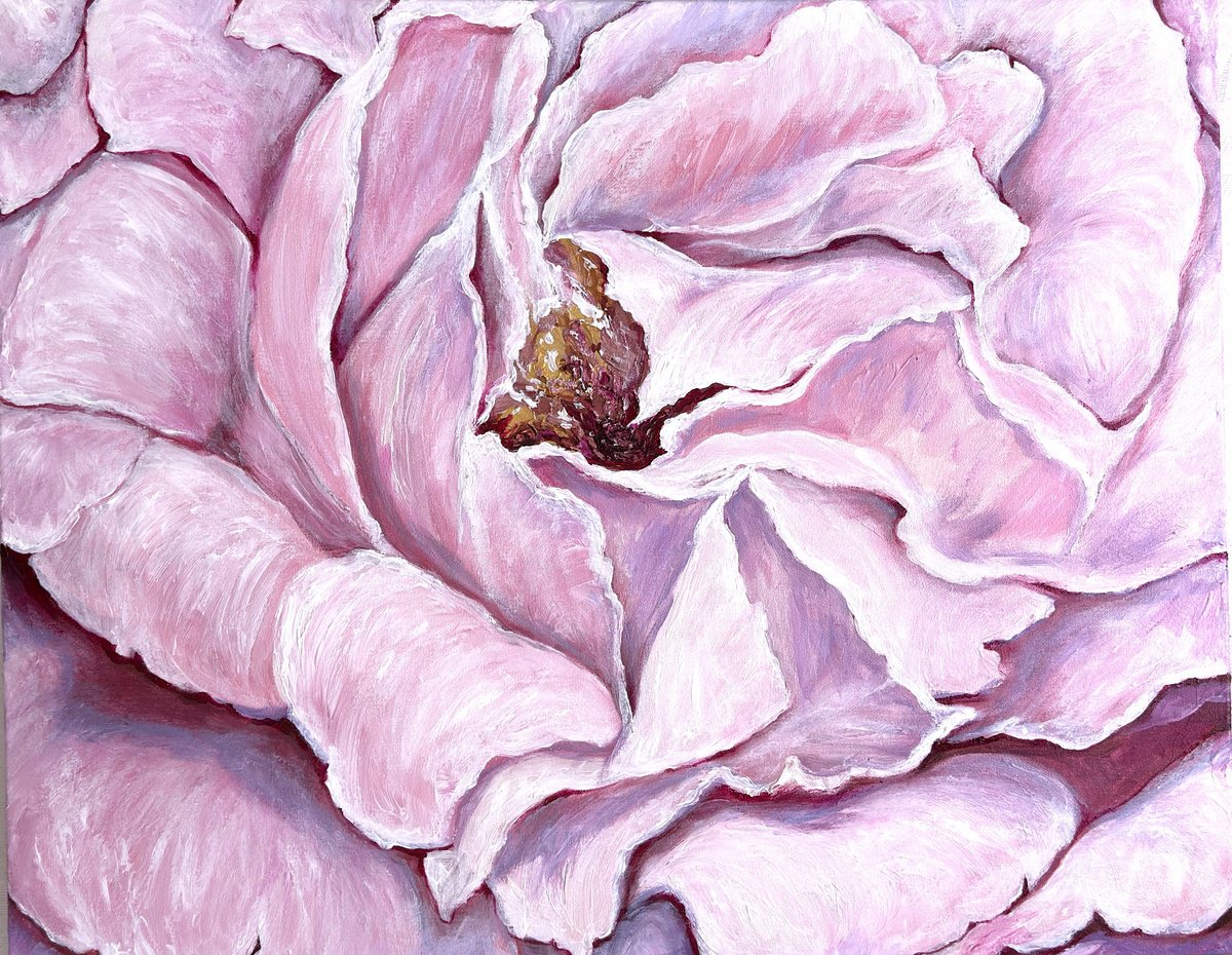 Impressionistic Botanical Acrylic Painting By Elena Adele Dmitrenko, 30 X 24, Bloom, Original Artwork