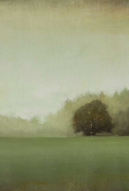 Distant Tree Line 210912, evergreen trees tonal landscape by Don Bishop