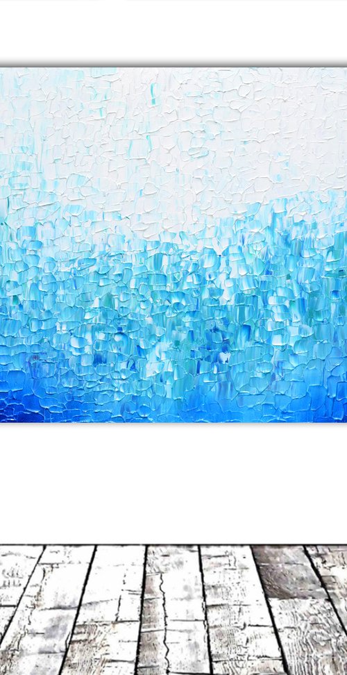 Tranquil XIII - Large Blue Painting by Soos Tiberiu