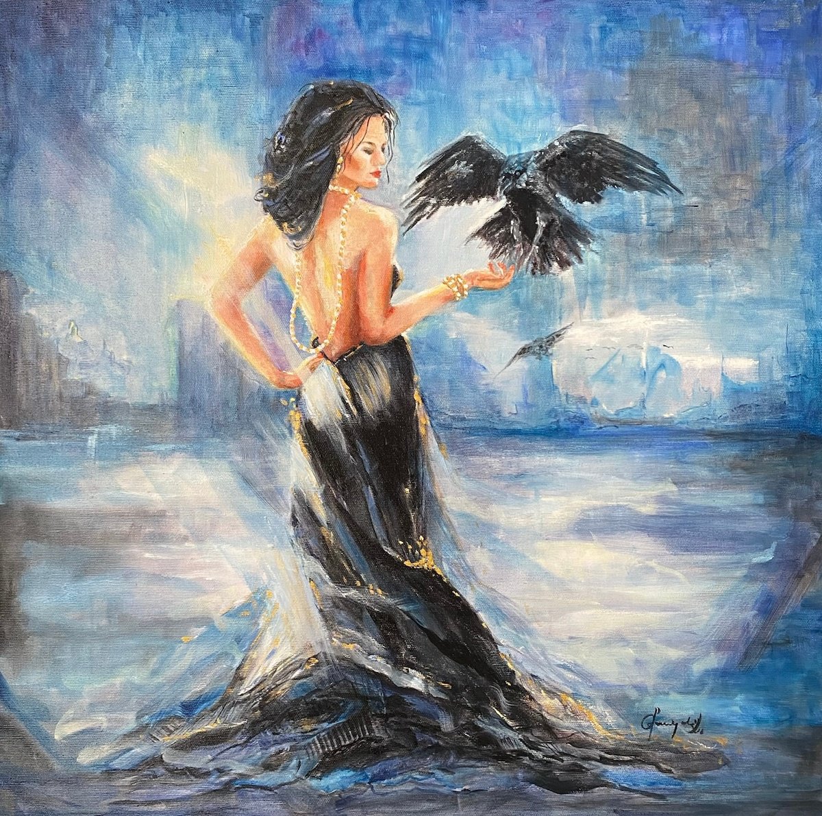 Woman With Crow by Krystyna Przygoda
