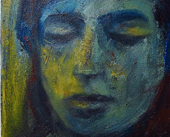 Original Oil Painting Abstract People Portrait Expressionism Eyes