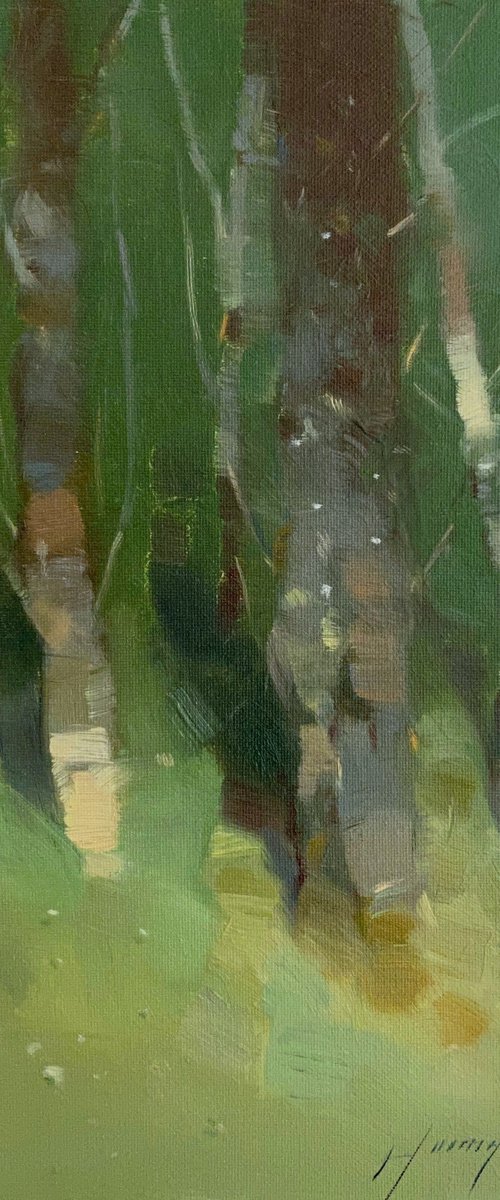 Forest Trees, Original oil painting, Handmade artwork, One of a kind by Vahe Yeremyan