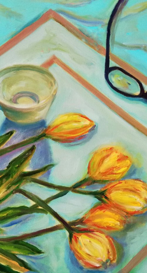 Tulips and Glasses by Katia Ricci