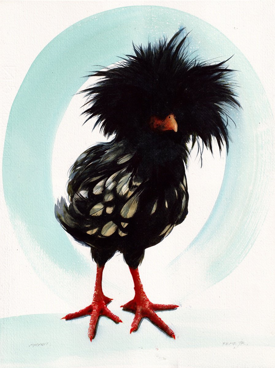 Impressionistic Watercolour , Bird Ccxxxviii - Polish Chicken By Reme Jr., 13 X 17, Artwork For Sale On Artfinder