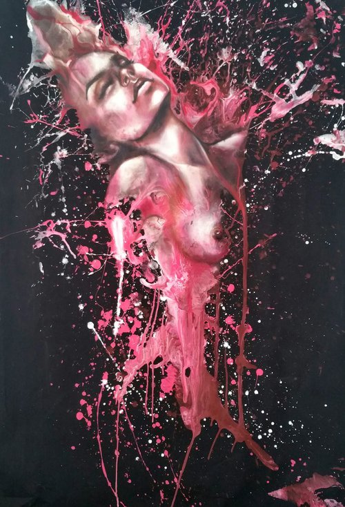 "Quelle finesse" 130x90x2cm, original oil and acrylic  painting on fabric,ready to hang by Elena Kraft