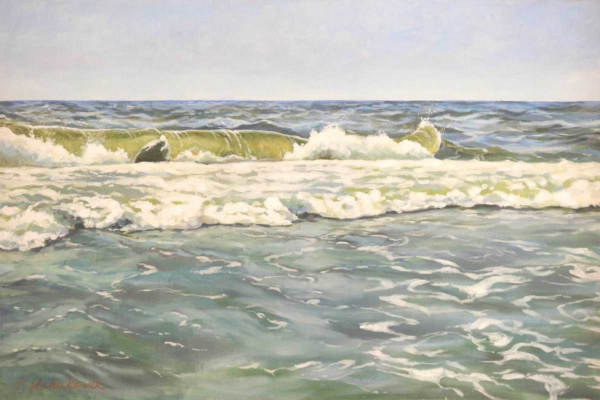 Landscape Oil Painting By Irina Ushakova, 30 X 20, Sea, Original Artwork
