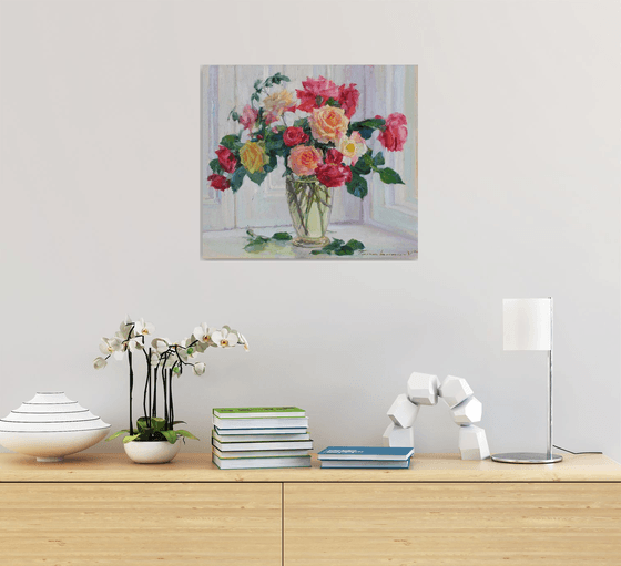 Roses in a glass vase
