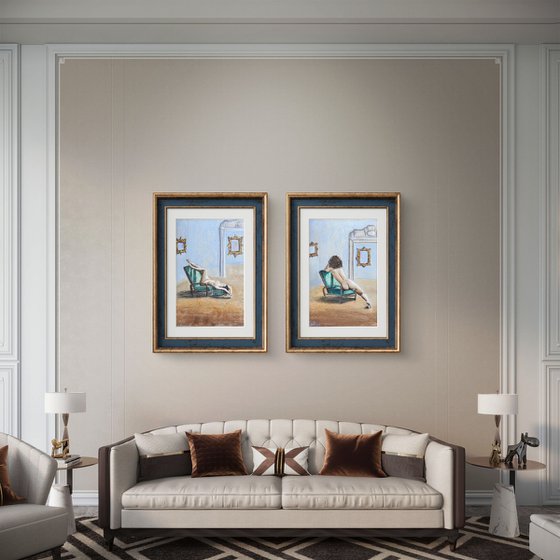 Cutie Naked Woman Soft Pastel