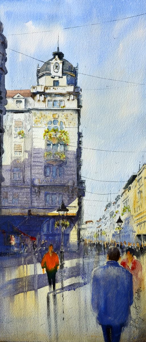 Before Ex Russian Tzar Belgrade medium by Nenad Koji? watercolorist