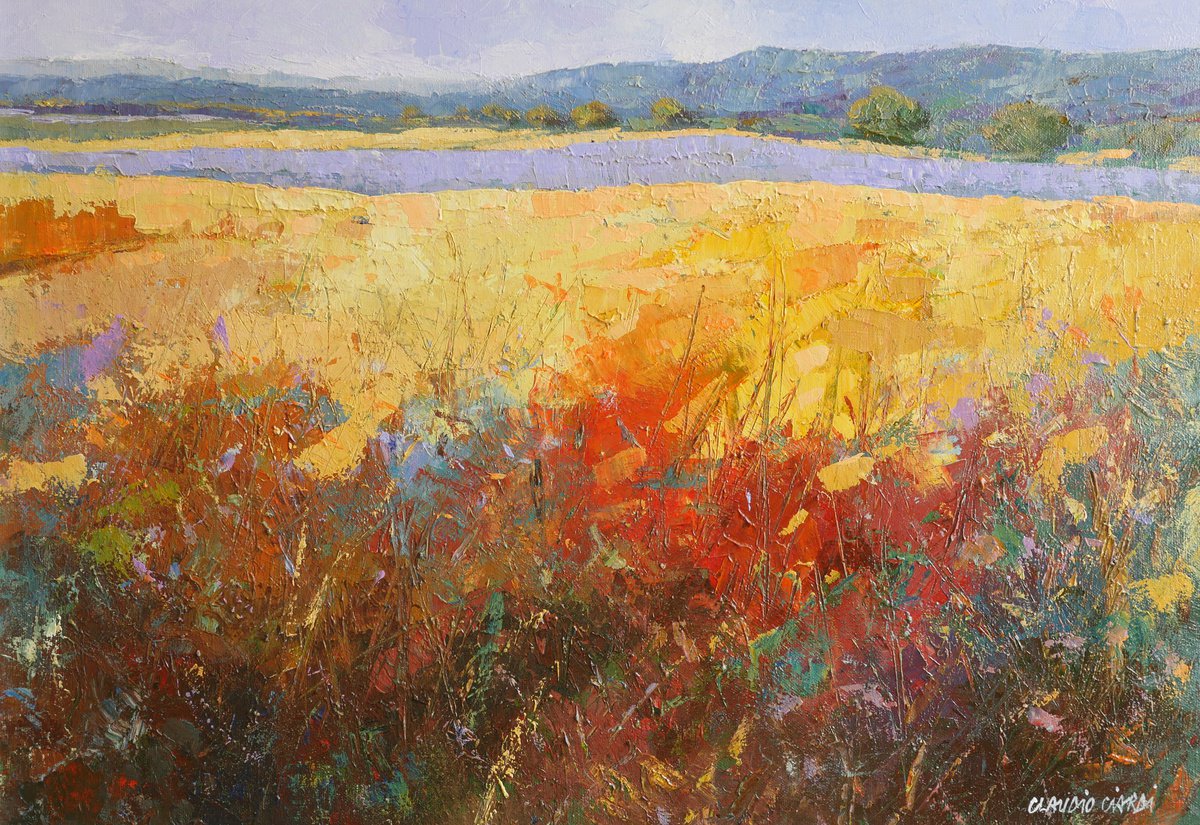 Impressionistic Landscape Acrylic Painting By Claudio Ciardi, 28 X 20, Landscape 70X50 Cm, Original Artwork