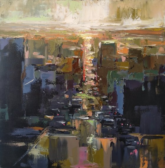 Yerevan cityscape(40x40cm, oil painting, ready to hang)