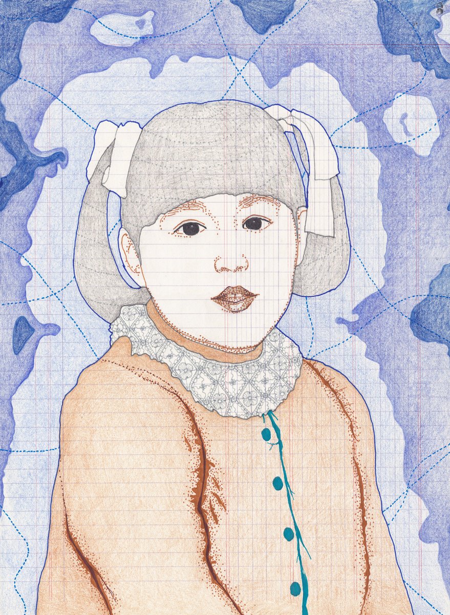 Illustrative Portrait Drawing By Andromachi Giannopoulou, 12 X 16, Traveller, Original Artwork