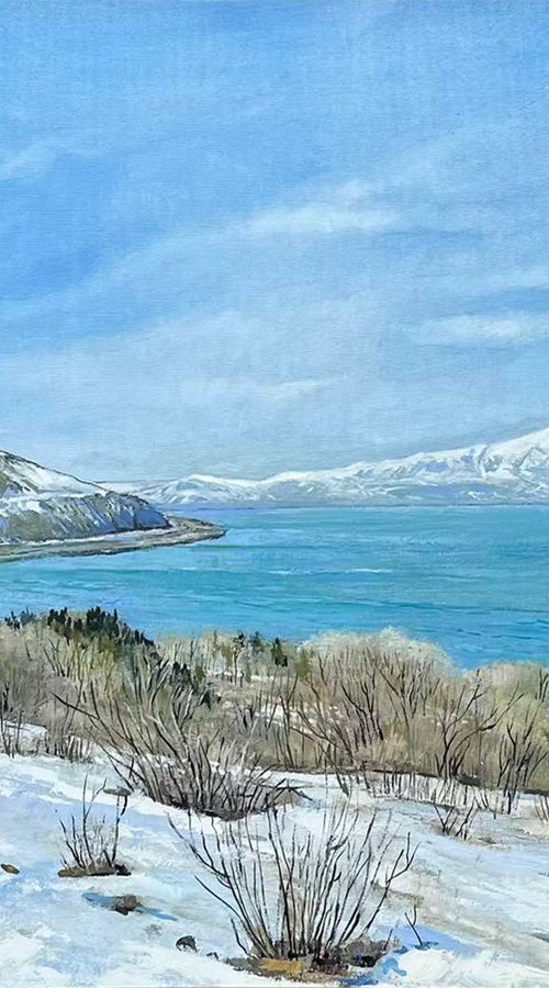 Sevan in Snow by Aramayis Khlghatyan