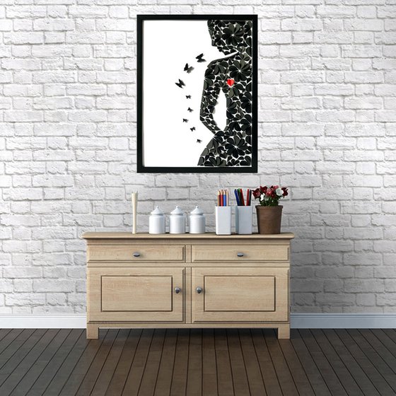 Lady with butterflies, 3D