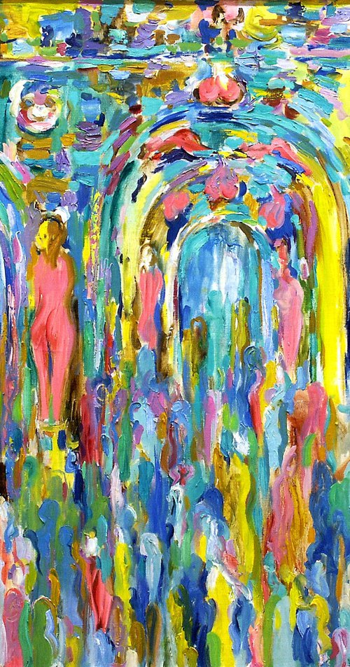 ROSE MORNING - Nude abstract large original painting - Interior art, dome office decor by Karakhan