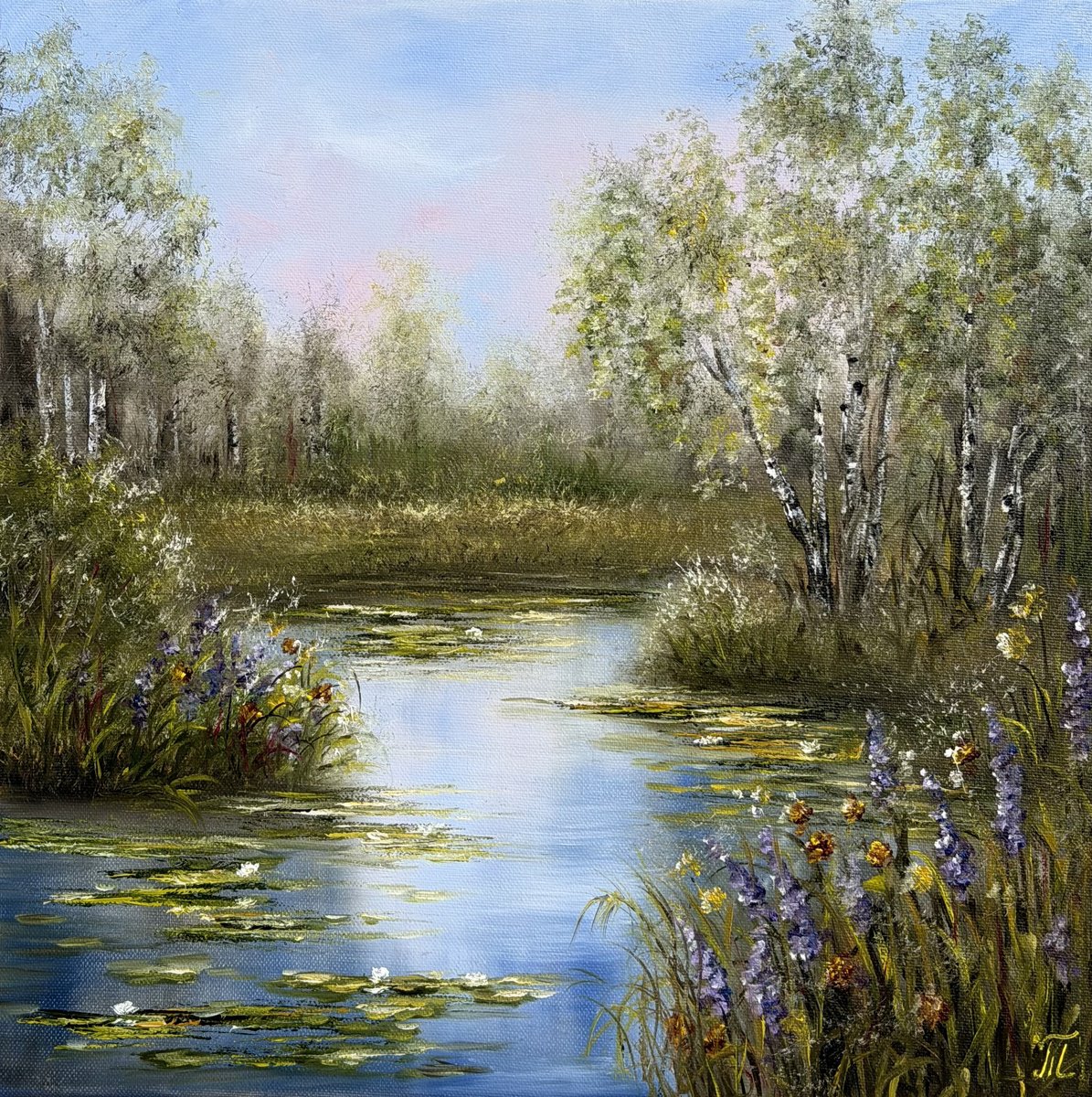 Quiet Pond By Tanja Frost, 16 X 16, Artwork For Sale On Artfinder