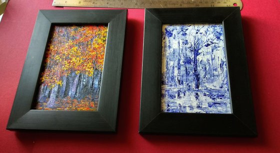 Set of two Framed landscapes