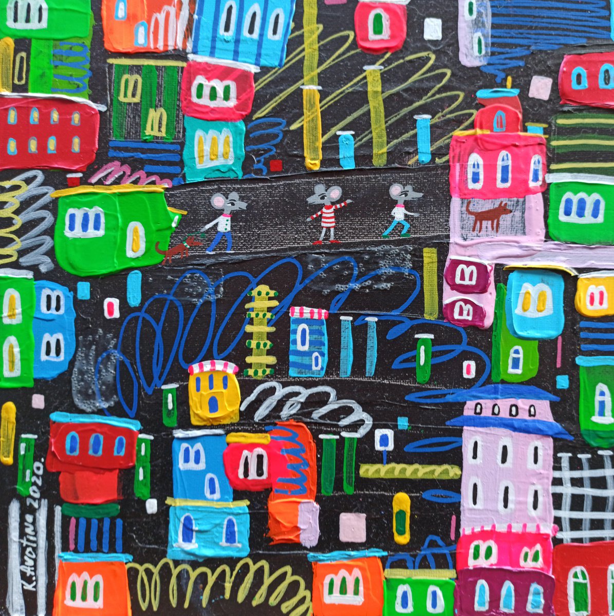 Impressionistic Animal Acrylic Painting By Katrina Avotina, 10 X 10", We