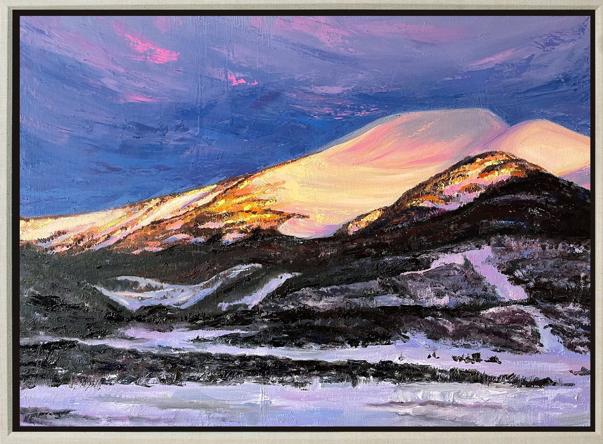 COLORADO DREAMING, Original Impressionist Textured Ski Slope Winterscape Oil Painting by Nastia Fortune