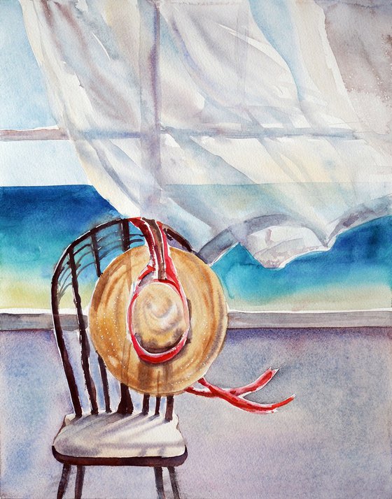 Sunny, windy, romantic - original watercolor seascape