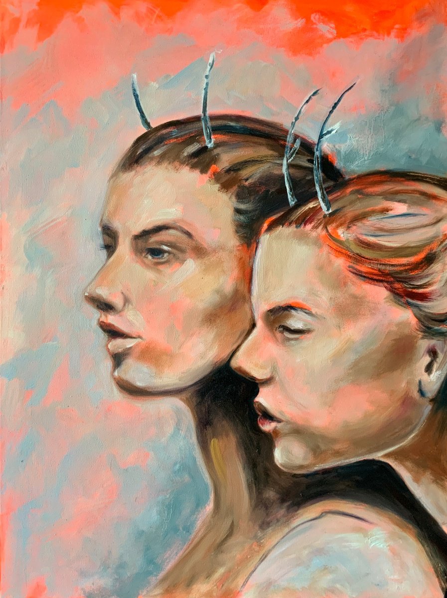 Expressive Oil Painting , Sister Signal By Alexandra Jagoda (Ovcharenko), 24 X 31, Artwork For Sale On Artfinder
